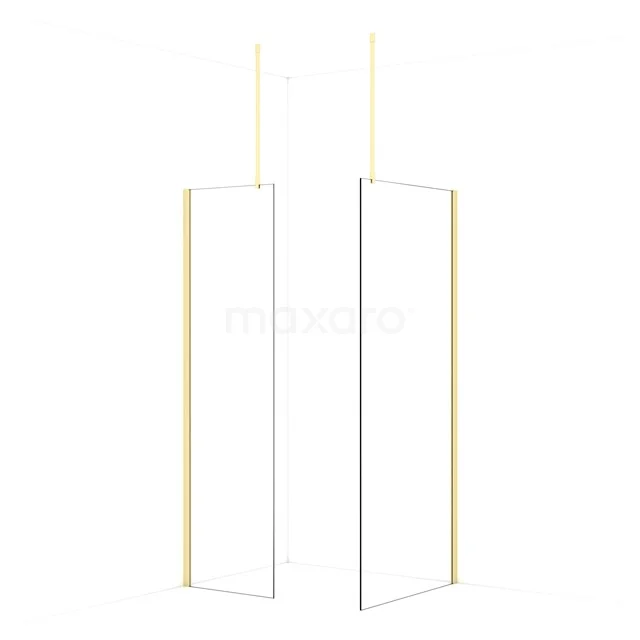Diamond Walk-in shower | 90x60 cm Light gold Clear glass 2 fixed walls IDB0609910LG