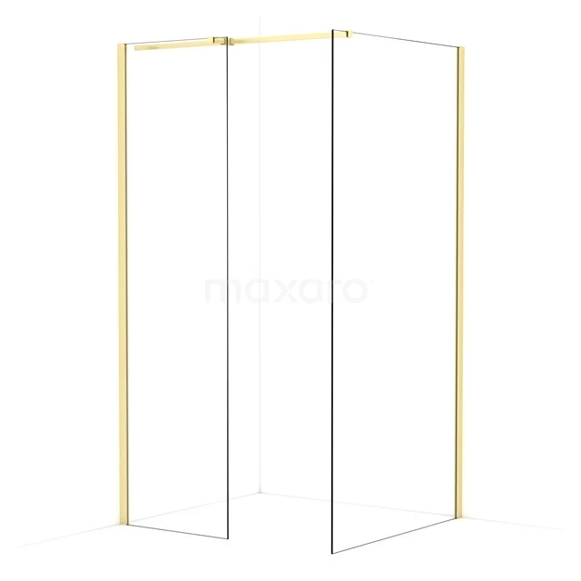 Diamond Walk-in shower | 100x60 cm Light gold Clear glass 2 fixed walls IDB0610310LG