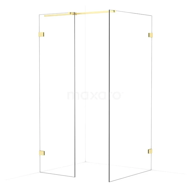 Diamond Walk-in shower | 100x60 cm Light gold Clear glass 2 fixed walls IDB0610320LG