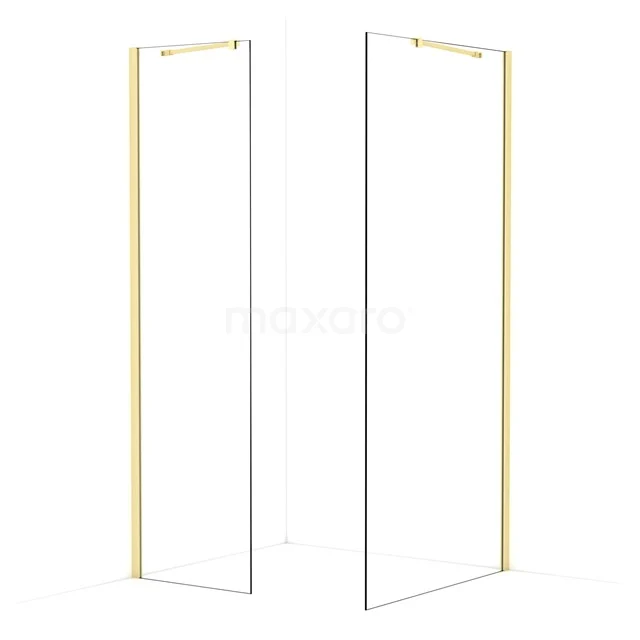 Diamond Walk-in shower | 100x60 cm Light gold Clear glass 2 fixed walls IDB0610410LG