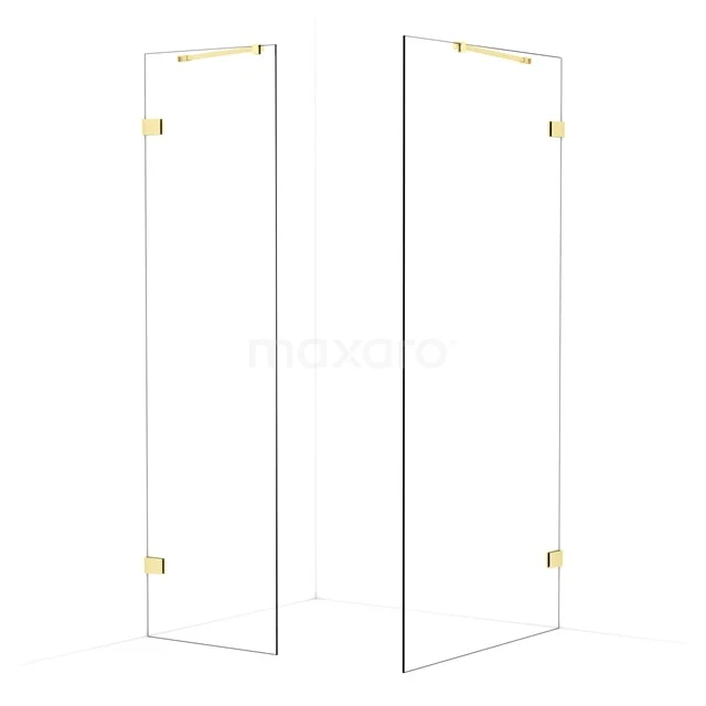 Diamond Walk-in shower | 100x60 cm Light gold Clear glass 2 fixed walls IDB0610420LG