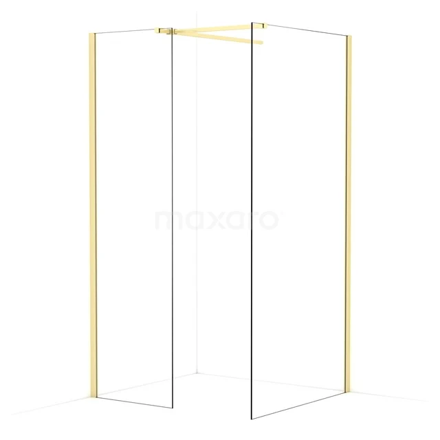 Diamond Walk-in shower | 100x60 cm Light gold Clear glass 2 fixed walls IDB0610510LG