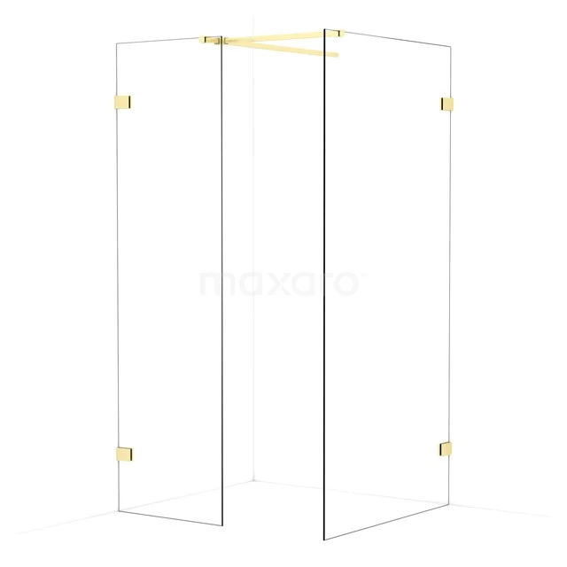 Diamond Walk-in shower | 100x60 cm Light gold Clear glass 2 fixed walls IDB0610520LG