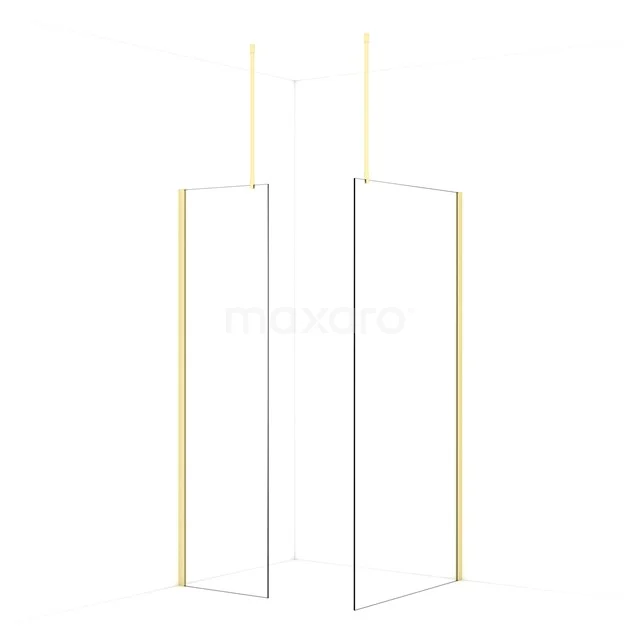 Diamond Walk-in shower | 100x60 cm Light gold Clear glass 2 fixed walls IDB0610910LG