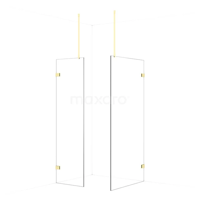 Diamond Walk-in shower | 100x60 cm Light gold Clear glass 2 fixed walls IDB0610920LG