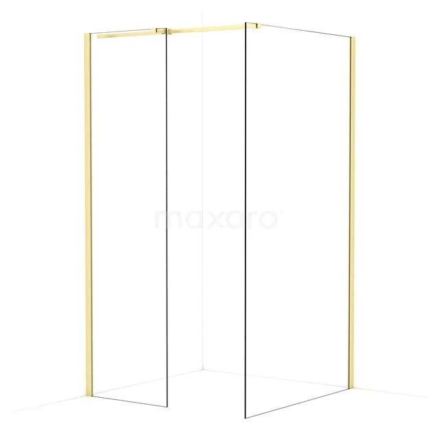 Diamond Walk-in shower | 110x60 cm Light gold Clear glass 2 fixed walls IDB0611310LG