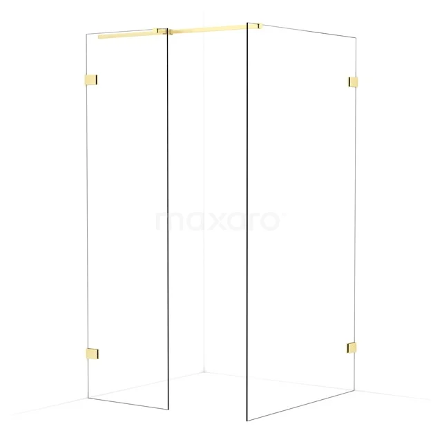 Diamond Walk-in shower | 110x60 cm Light gold Clear glass 2 fixed walls IDB0611320LG