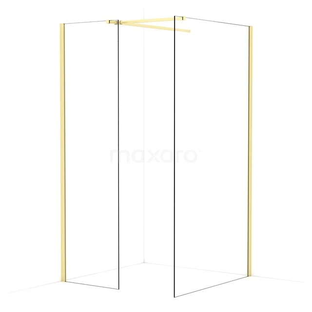 Diamond Walk-in shower | 110x60 cm Light gold Clear glass 2 fixed walls IDB0611510LG