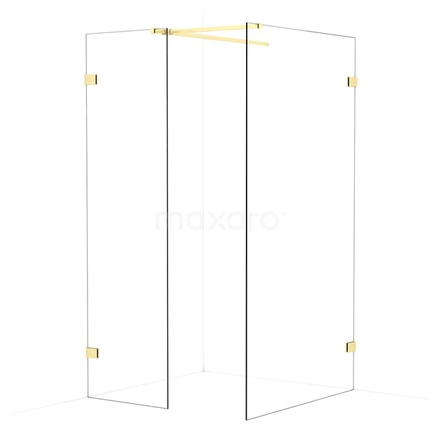 Diamond Walk-in shower | 110x60 cm Light gold Clear glass 2 fixed walls IDB0611520LG