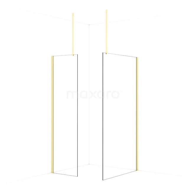 Diamond Walk-in shower | 110x60 cm Light gold Clear glass 2 fixed walls IDB0611910LG