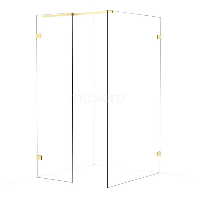Diamond Walk-in shower | 120x60 cm Light gold Clear glass 2 fixed walls IDB0612320LG