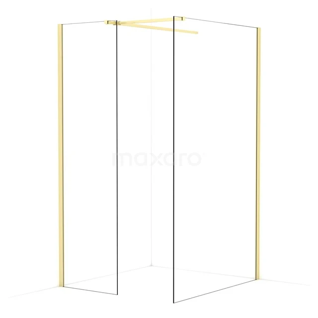 Diamond Walk-in shower | 120x60 cm Light gold Clear glass 2 fixed walls IDB0612510LG