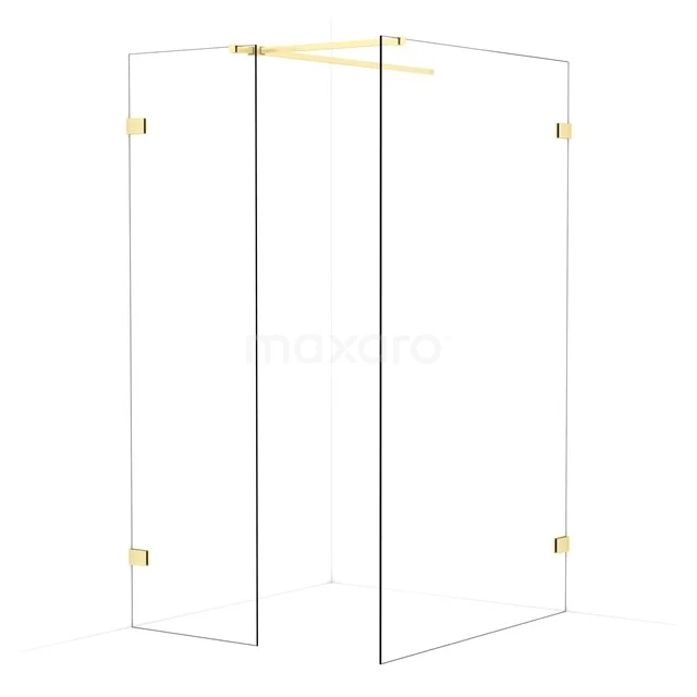 Diamond Walk-in shower | 120x60 cm Light gold Clear glass 2 fixed walls IDB0612520LG
