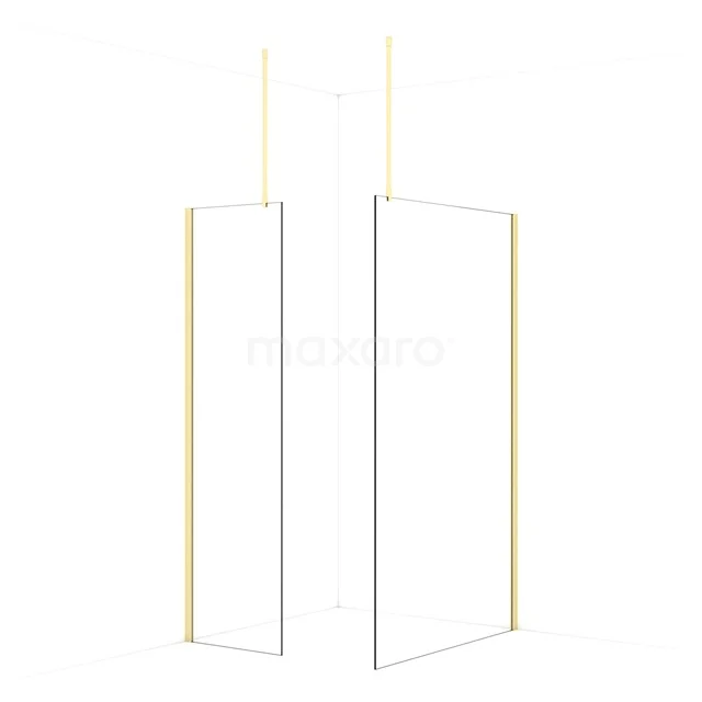 Diamond begehbare Dusche | 120x60 cm Helles Gold  2 feste Wände IDB0612910LG