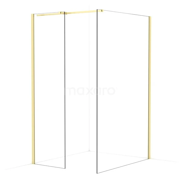 Diamond Walk-in shower | 130x60 cm Light gold Clear glass 2 fixed walls IDB0613310LG