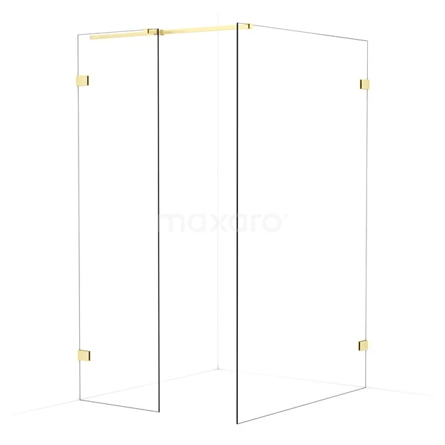 Diamond Walk-in shower | 130x60 cm Light gold Clear glass 2 fixed walls IDB0613320LG