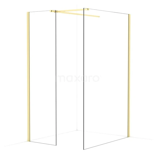Diamond Walk-in shower | 130x60 cm Light gold Clear glass 2 fixed walls IDB0613510LG
