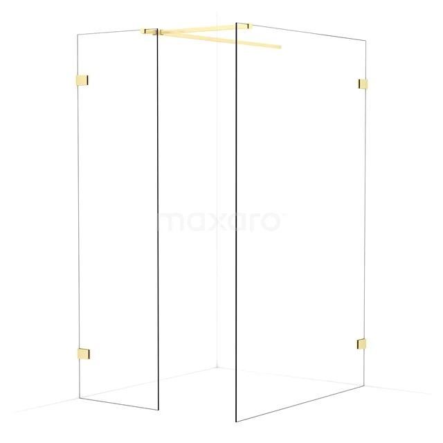 Diamond Walk-in shower | 130x60 cm Light gold Clear glass 2 fixed walls IDB0613520LG