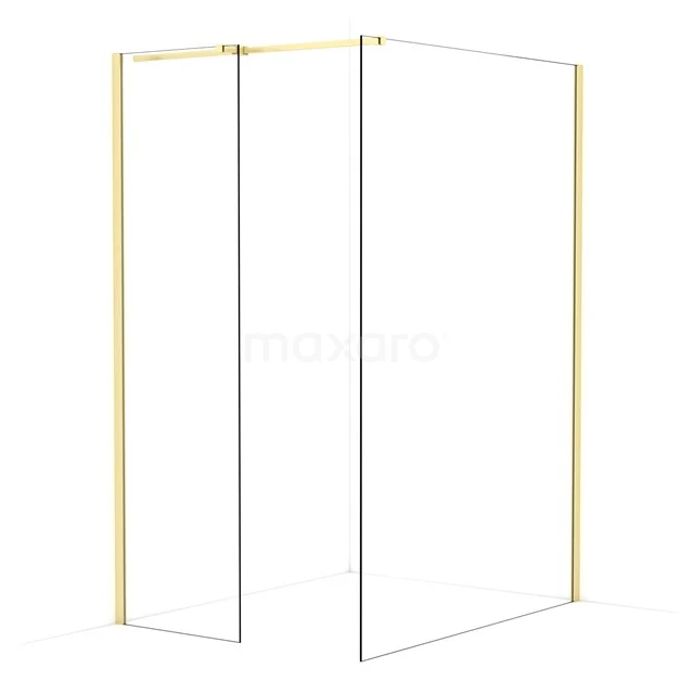 Diamond Walk-in shower | 140x60 cm Light gold Clear glass 2 fixed walls IDB0614310LG