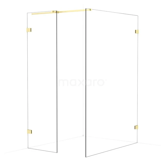Diamond Walk-in shower | 140x60 cm Light gold Clear glass 2 fixed walls IDB0614320LG