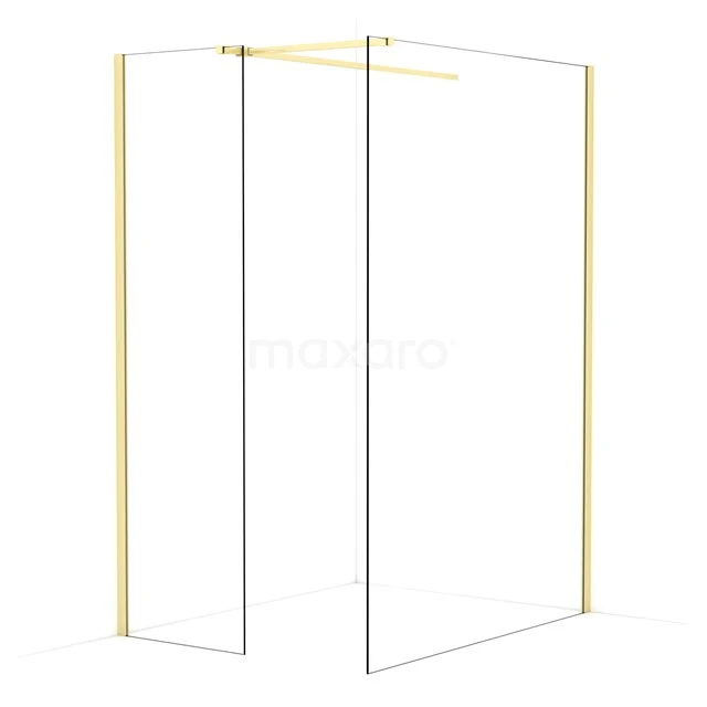 Diamond Walk-in shower | 140x60 cm Light gold Clear glass 2 fixed walls IDB0614510LG