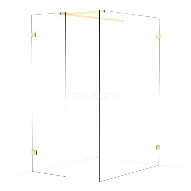 Diamond Walk-in shower | 140x60 cm Light gold Clear glass 2 fixed walls IDB0614520LG