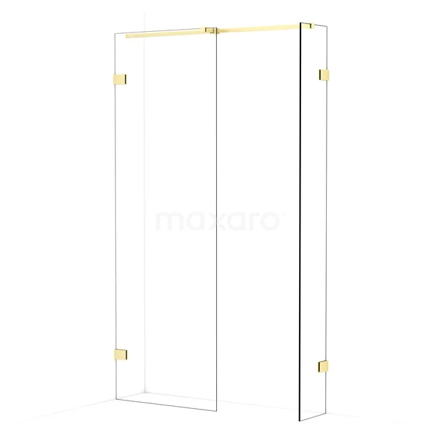 Diamond Walk-in shower | 70x30 cm Light gold Clear glass 2 fixed walls IDB0703320LG