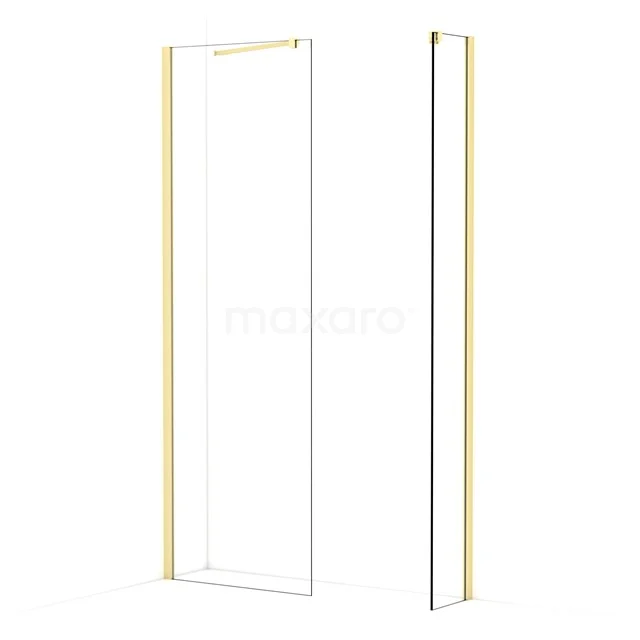 Diamond Walk-in shower | 70x30 cm Light gold Clear glass 2 fixed walls IDB0703410LG