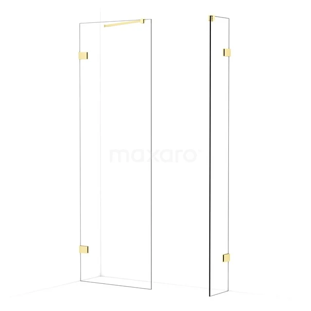 Diamond Walk-in shower | 70x30 cm Light gold Clear glass 2 fixed walls IDB0703420LG