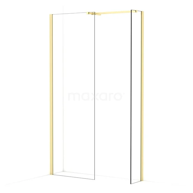 Diamond Walk-in shower | 70x30 cm Light gold Clear glass 2 fixed walls IDB0703510LG