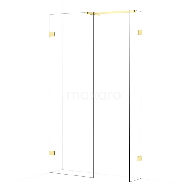 Diamond Walk-in shower | 70x30 cm Light gold Clear glass 2 fixed walls IDB0703520LG