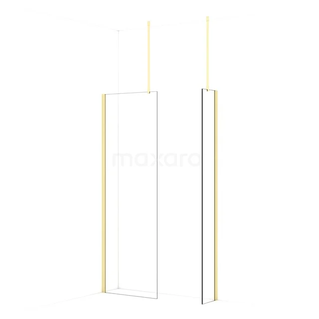 Diamond Walk-in shower | 70x30 cm Light gold Clear glass 2 fixed walls IDB0703910LG