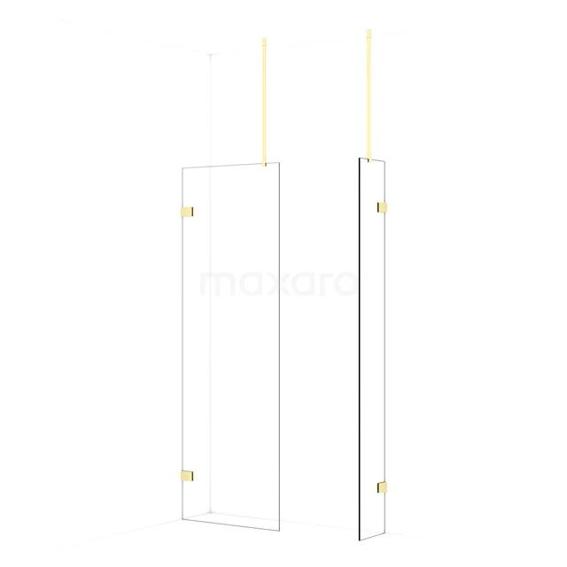 Diamond Walk-in shower | 70x30 cm Light gold Clear glass 2 fixed walls IDB0703920LG