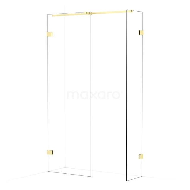 Diamond Walk-in shower | 70x40 cm Light gold Clear glass 2 fixed walls IDB0704320LG