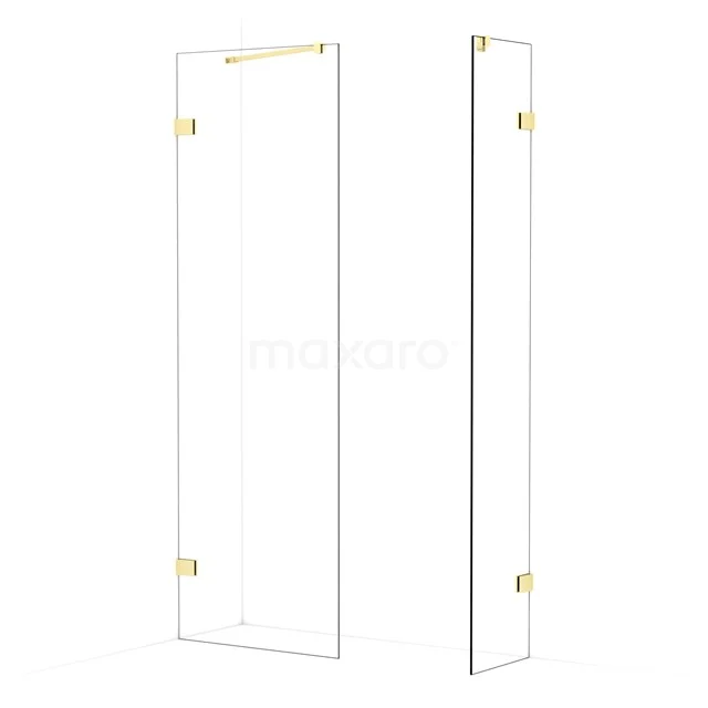 Diamond Walk-in shower | 70x40 cm Light gold Clear glass 2 fixed walls IDB0704420LG
