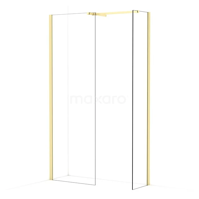 Diamond Walk-in shower | 70x40 cm Light gold Clear glass 2 fixed walls IDB0704510LG