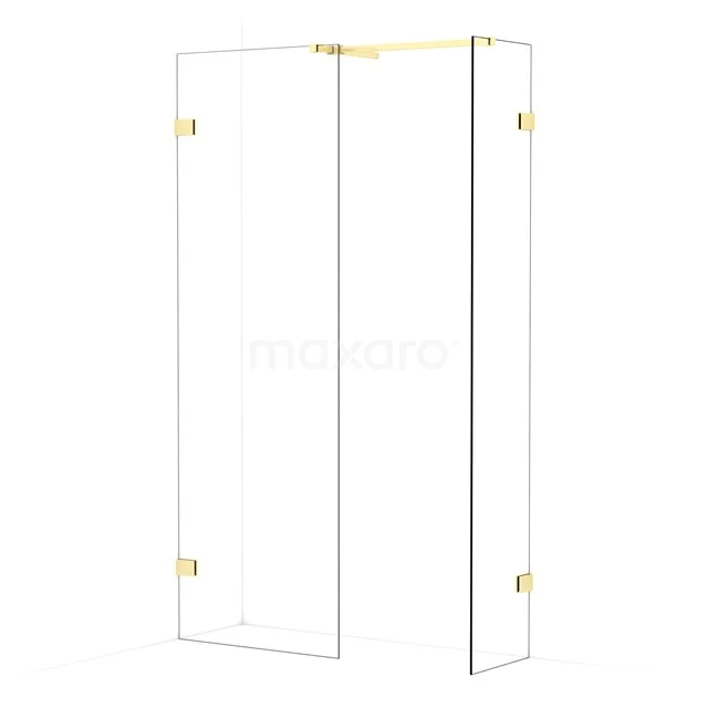 Diamond Walk-in shower | 70x40 cm Light gold Clear glass 2 fixed walls IDB0704520LG