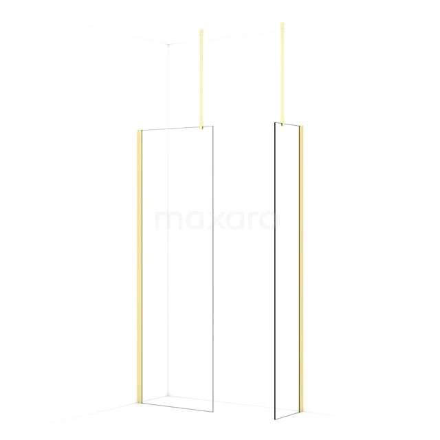 Diamond Walk-in shower | 70x40 cm Light gold Clear glass 2 fixed walls IDB0704910LG