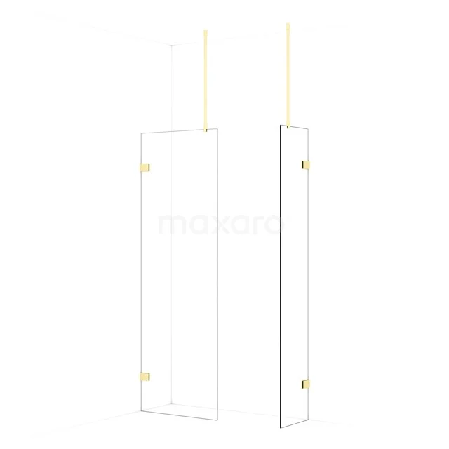 Diamond Walk-in shower | 70x40 cm Light gold Clear glass 2 fixed walls IDB0704920LG
