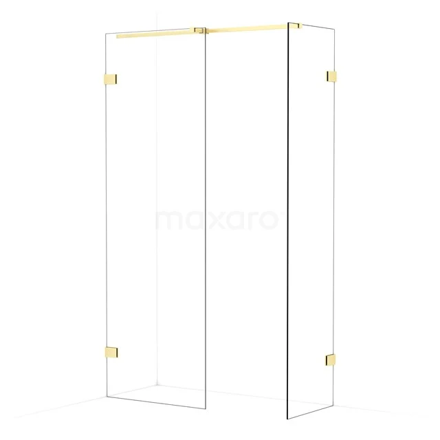 Diamond Walk-in shower | 70x50 cm Light gold Clear glass 2 fixed walls IDB0705320LG