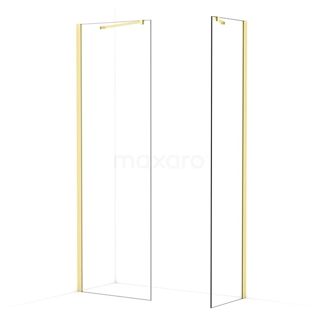 Diamond Walk-in shower | 70x50 cm Light gold Clear glass 2 fixed walls IDB0705410LG