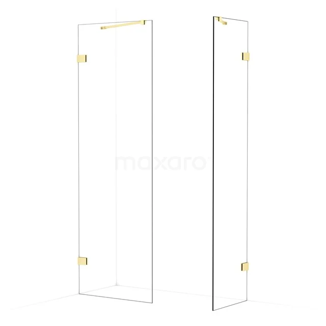 Diamond Walk-in shower | 70x50 cm Light gold Clear glass 2 fixed walls IDB0705420LG