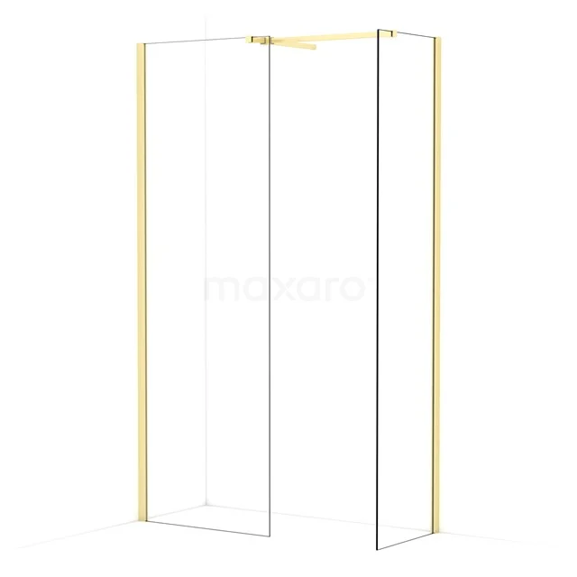 Diamond Walk-in shower | 70x50 cm Light gold Clear glass 2 fixed walls IDB0705510LG