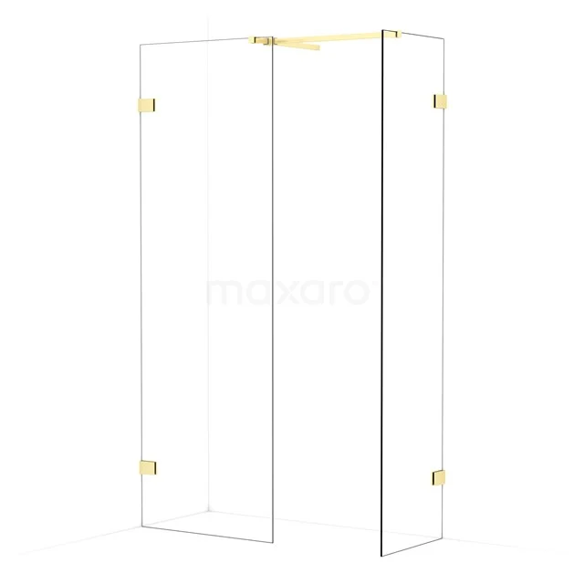 Diamond Walk-in shower | 70x50 cm Light gold Clear glass 2 fixed walls IDB0705520LG