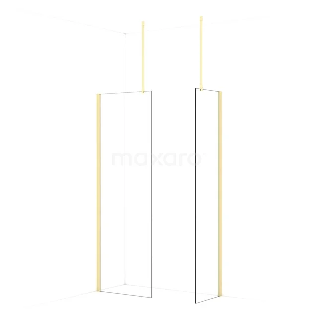 Diamond Walk-in shower | 70x50 cm Light gold Clear glass 2 fixed walls IDB0705910LG