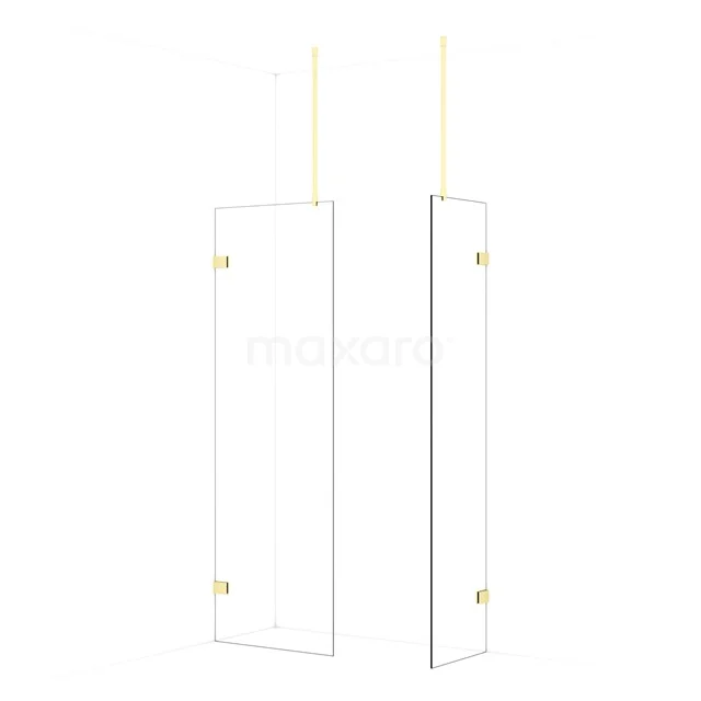 Diamond Walk-in shower | 70x50 cm Light gold Clear glass 2 fixed walls IDB0705920LG