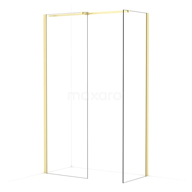 Diamond Walk-in shower | 70x60 cm Light gold Clear glass 2 fixed walls IDB0706310LG