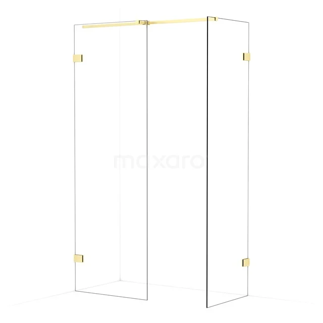 Diamond Walk-in shower | 70x60 cm Light gold Clear glass 2 fixed walls IDB0706320LG