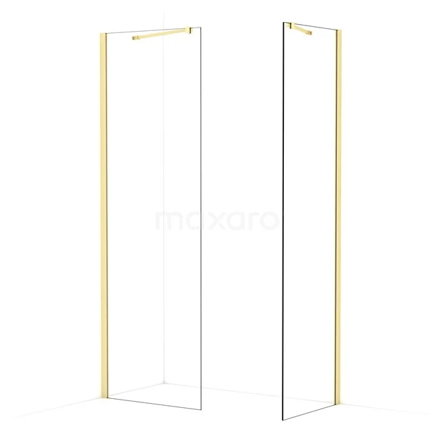 Diamond Walk-in shower | 70x60 cm Light gold Clear glass 2 fixed walls IDB0706410LG