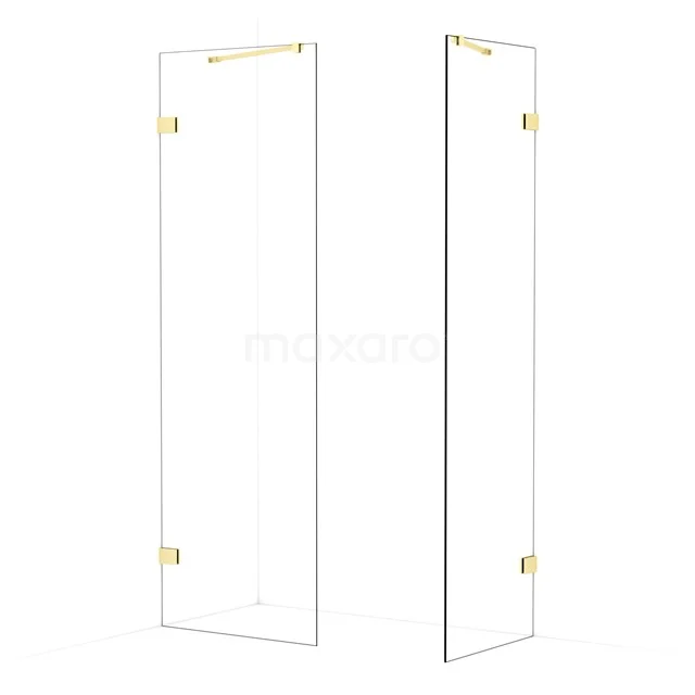 Diamond Walk-in shower | 70x60 cm Light gold Clear glass 2 fixed walls IDB0706420LG